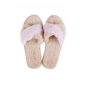 LSpace Cloud Slippers XS/S 6-7 Womens Plush Crossband Blush Faux Fur Cozy Indoor